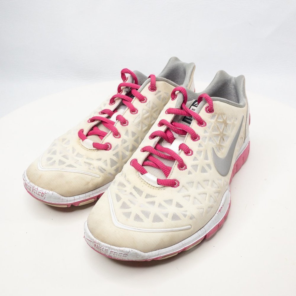 Nike Free Running Shoes 7 Womens Beige Pink Low Top  Athletic Activewear #2894